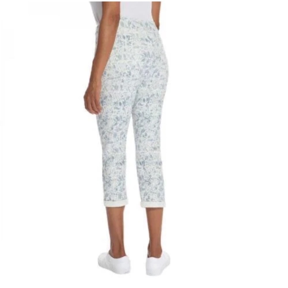 NWT Mario Serrani Italy Women's‎ Comfort Stretch Cuff Capri White/Blue Floral S - Picture 6 of 6